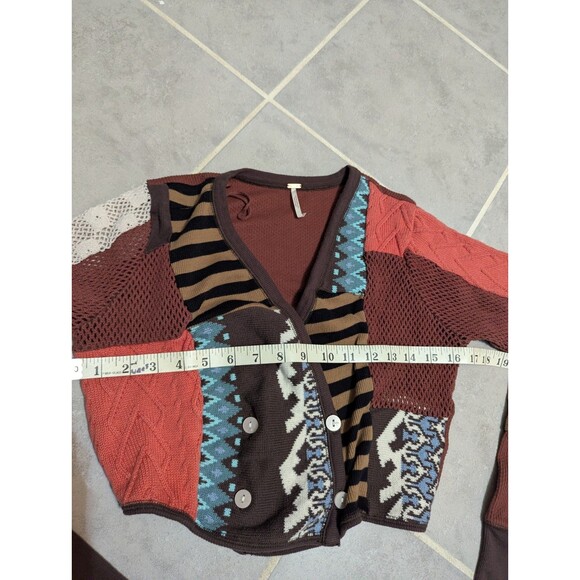 Free People Cropped Patchwork Cardigan Size S - Picture 6 of 15